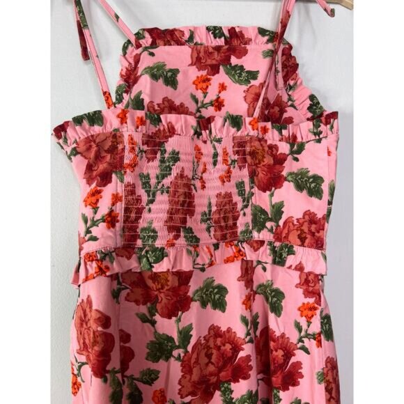 NEW Anthropologie Ruffled Peplum Floral Halter Slit Midi Dress Red Size: Small - Picture 6 of 8